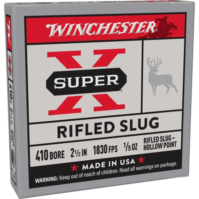 Winchester Ammo X41RS5 Super X 410 Gauge 2.50" 1/5 oz 1830 fps Rifled Slug Shot 5 Bx/50 Cs - Winchester - 410 Bore
