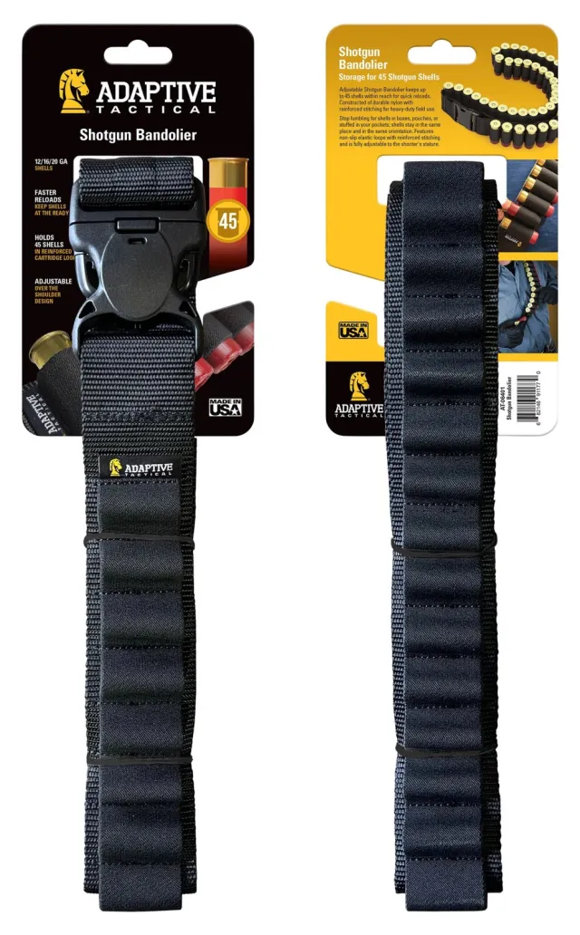 Buy Adaptive Tactical AT06401 Shotgun Bandolier 45rd Black Nylon Adjustable online