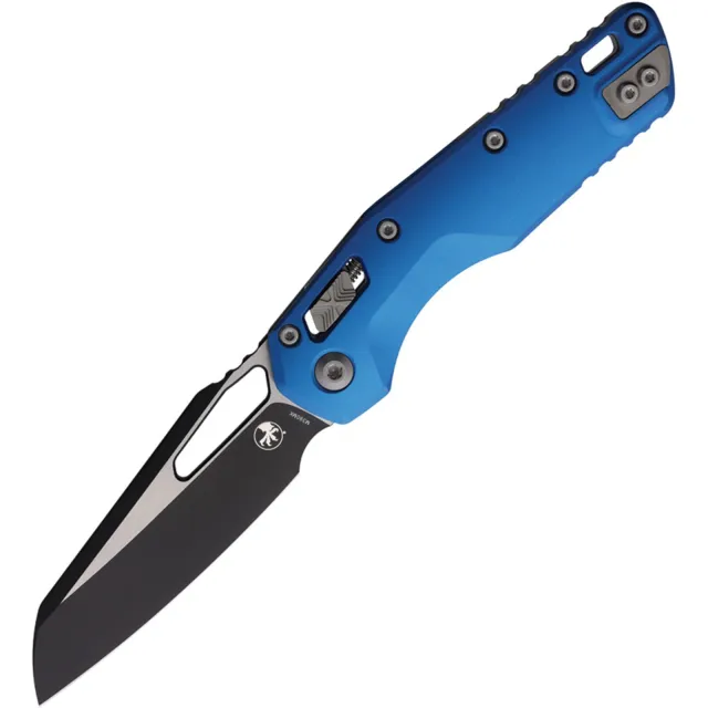 Microtech MSI 210-1BL 3.88 In Wharncliffe Black Blue Aluminum Handle - MICROTECH