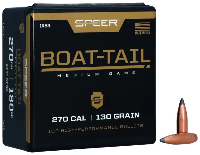 Speer 1458 .270 Cal 130gr Spitzer Boat-Tail Soft Point Bullets 100ct - Speer - 270 Caliber