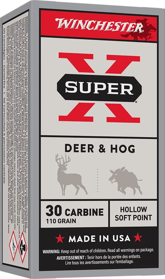 Winchester Super X 30 Carbine Ammo 110 gr 1990 fps HSP 50 Rds