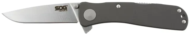 SOG Twitch II SOGTWI8CP 2.65" AUS-8A Drop Point Blade Gray Handle Knife - SOG