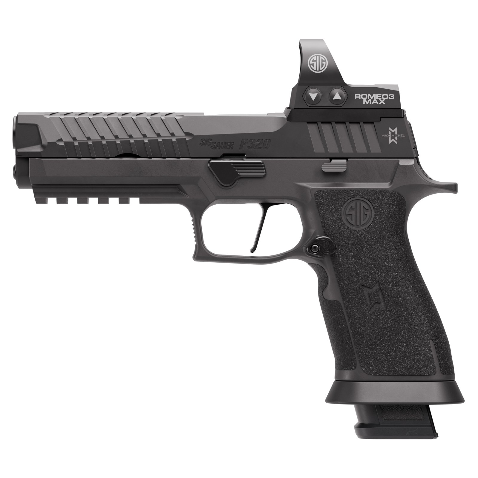 Sig Sauer P320-Max 2.0 Handgun 9mm Luger 10rd Magazines(4) 5 Barrel Romeo3 Max 6 MOA - Sig Sauer - 9MM LUGERManufacturer