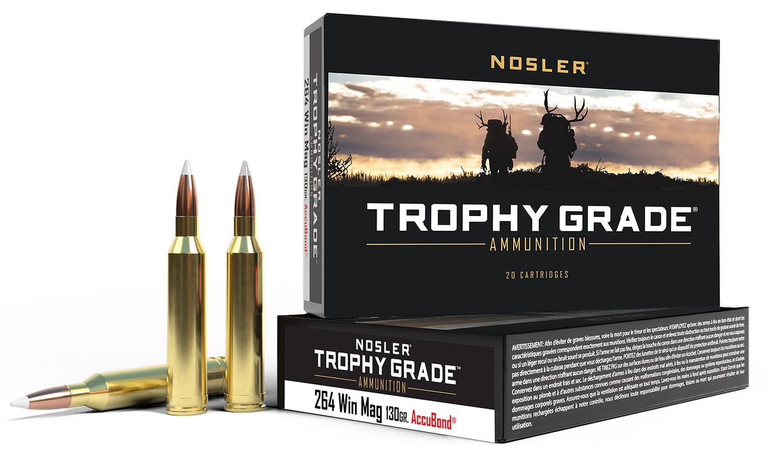 Nosler 60019 Trophy Grade Hunting 264 Win Mag 130 gr AccuBond 20 Rds - Nosler - 264 Win Mag