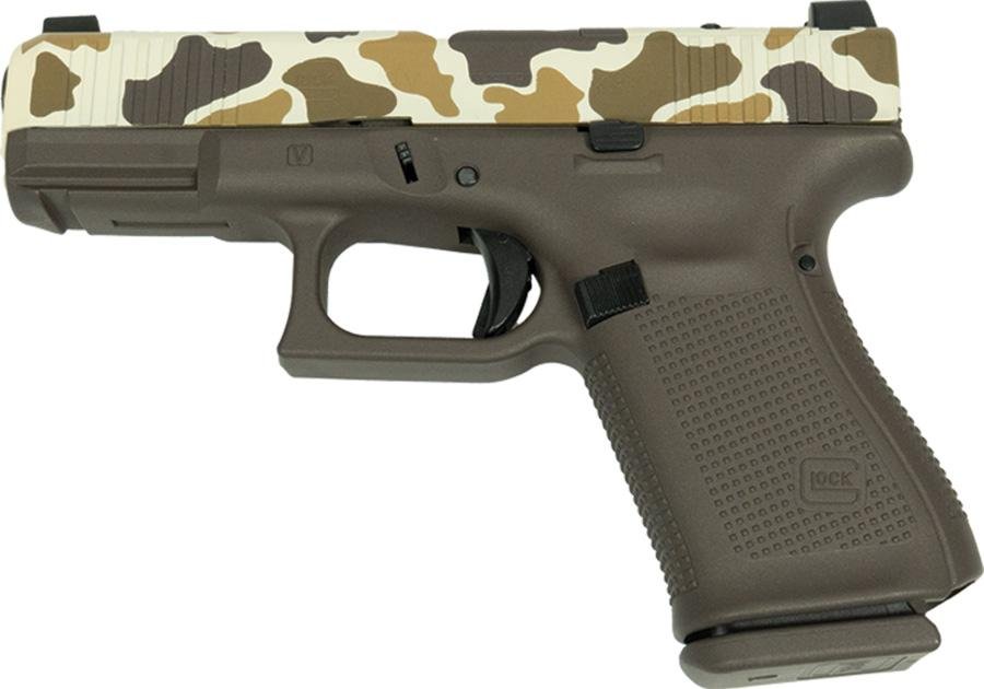 Glock V-Series Model 19 Duck Camo Cerakote Handgun 9mm Luger 15rd Magazines (3) 4.02 Barrel Austria - Glock - 9mm