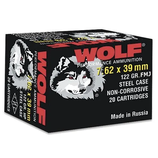 Wolf 762BFMJ 7.62x39 123GR FMJ Ammo, 20 Rounds - Wolf - 7.62 X 39 MM RUS