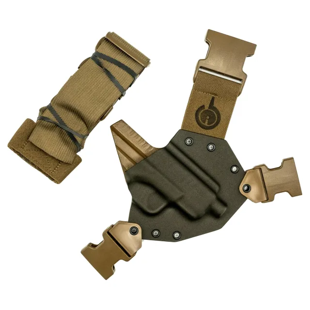 Gunfighters Inc KN-HELLCAT-040221 Kydex Chest Holster Coyote Brown RH - Gunfighters Inc for sale at Smoke Wagon Firearms