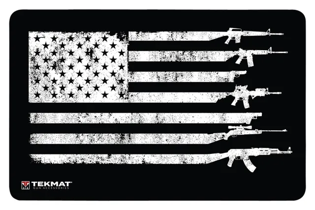 TekMat TEK42GFUSA USA Gun Flag Door Mat Black/White Rubber 25"x42" - TEKMAT