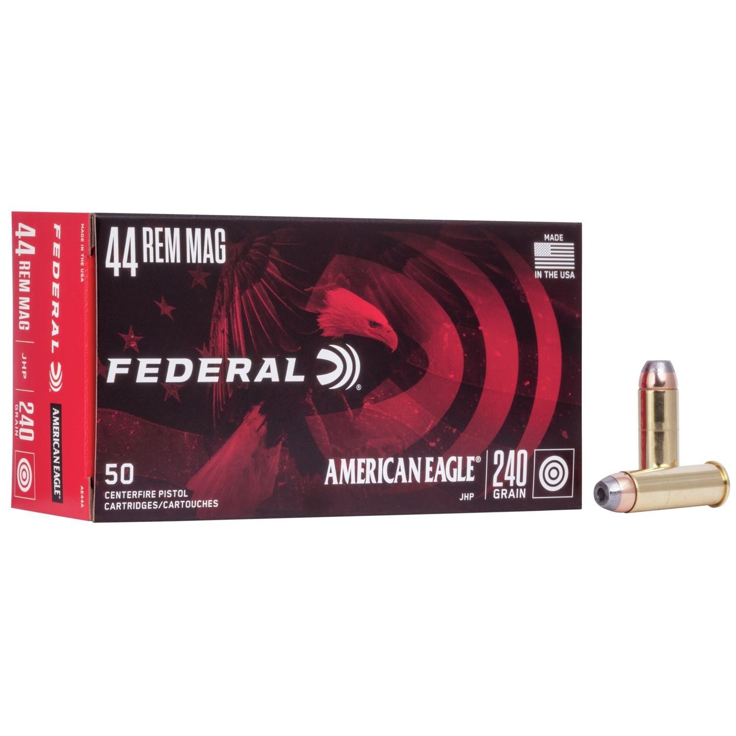 Federal AE44A 44 Remington Magnum 240 Grain Jacketed Hollow Point 50 Rounds - Federal Premium Ammunition - 44 Rem Mag