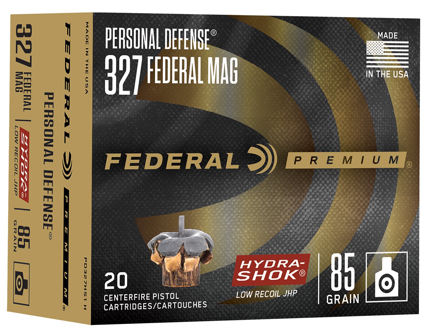 Federal Ammunition HYDRA SHOK 327 FED MAG 85GR JHP 20RD/BX - Federal Premium Ammunition - 327 Federal Mag