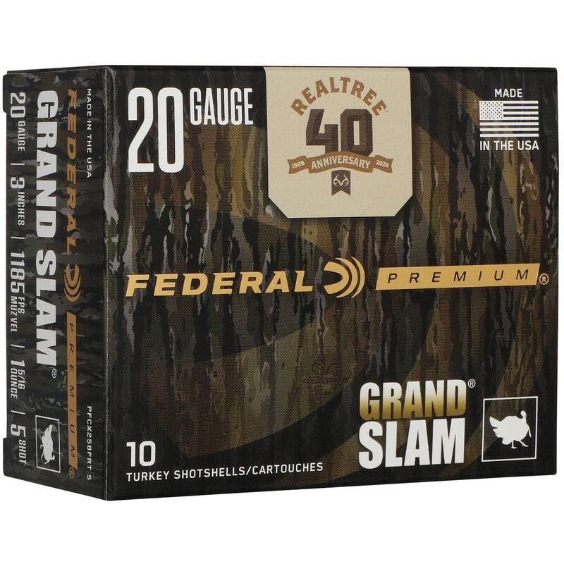 Buy Federal Grand Slam Realtree 40th Anniversary Shotshells 20ga 3 1-5/16oz 1185 fps #5 10/ct online