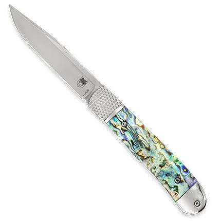 CobraTec Knives Trapper 3.125 In Abalone D2 Steel CTTHRABA154CM - CobraTec Knives