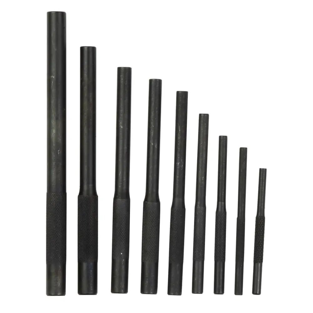 Wheeler 710910 Roll Pin Punch Set 9-Piece Steel Knurled Handle - Wheeler