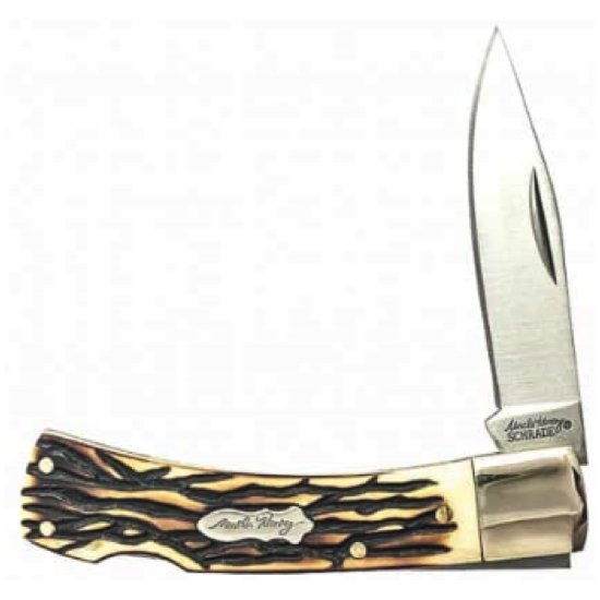 Uncle Henry Next Gen Staglon Bruin Knife: 2.8" 7cr17mov HC Stainless Steel Blade, Lightweight 2.6oz, 6.5" Open Length, Staglon Bone Handle - BTI