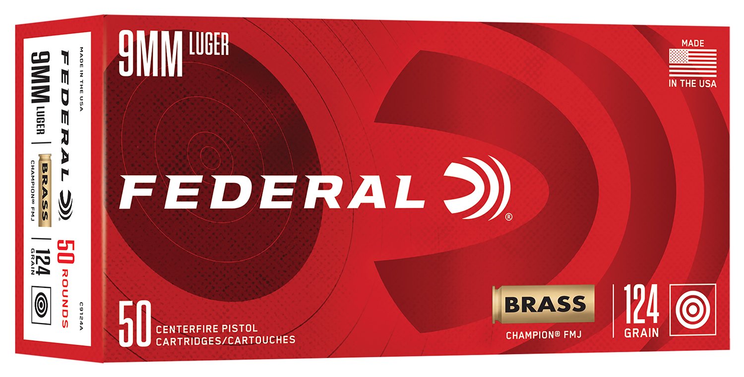 Buy Federal C9124A 9mm Luger Champion Brass 9mm FMJ 124gr online