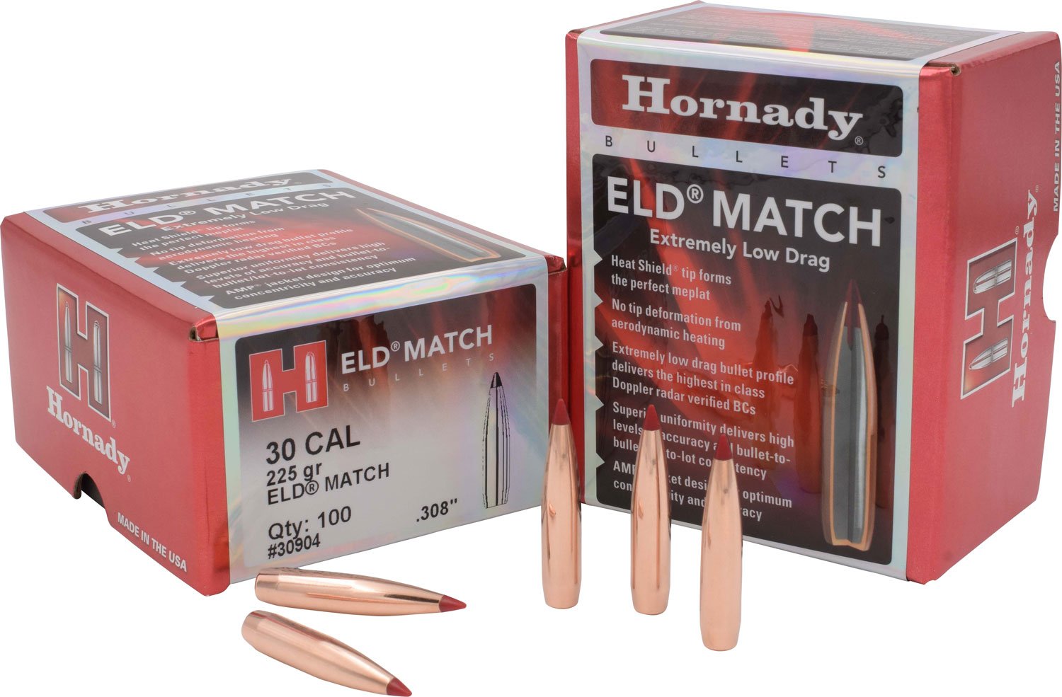 Hornady 30904 ELD Match Target 30 Cal .308 225 gr Extremely Low Drag-Match (ELD-M) - Hornady - 30 Caliber