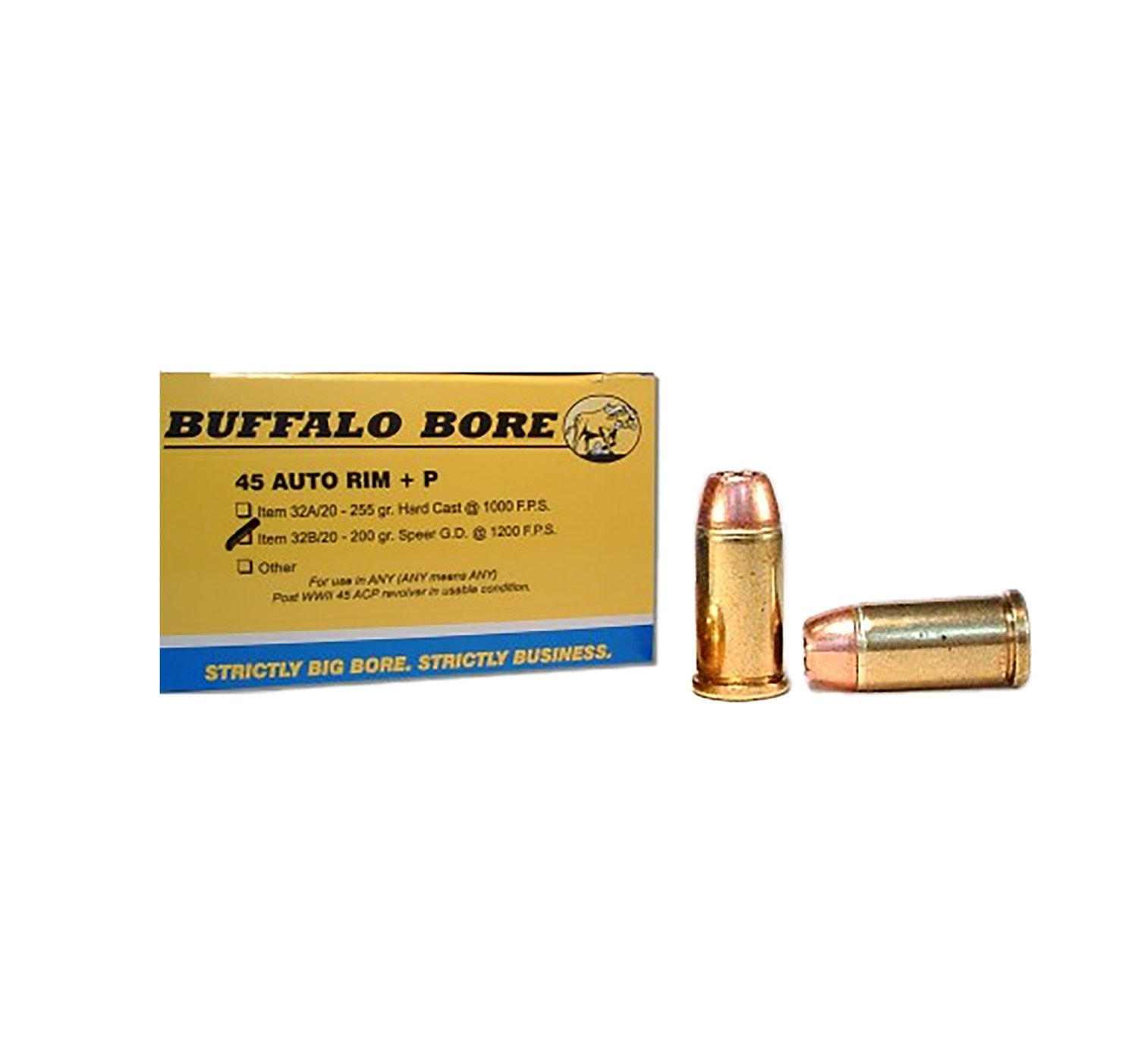 Buy Buffalo Bore 32B20 45 Auto Rim +P 200gr JHP Ammo 20 Rounds online
