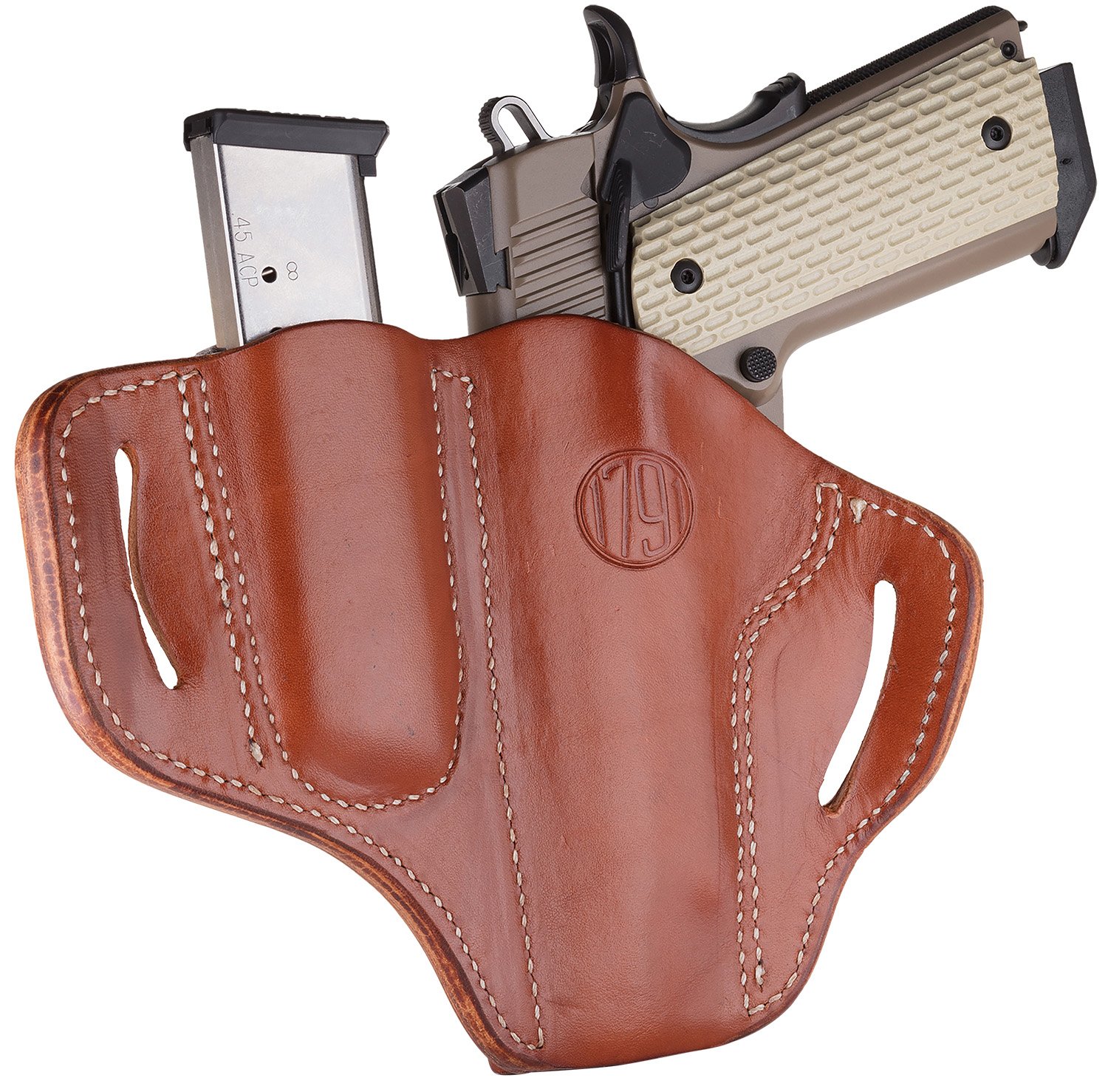 1791 Gunleather 1911 1rd Brown Leather Belt Holster Combo - 1791 Gunleather