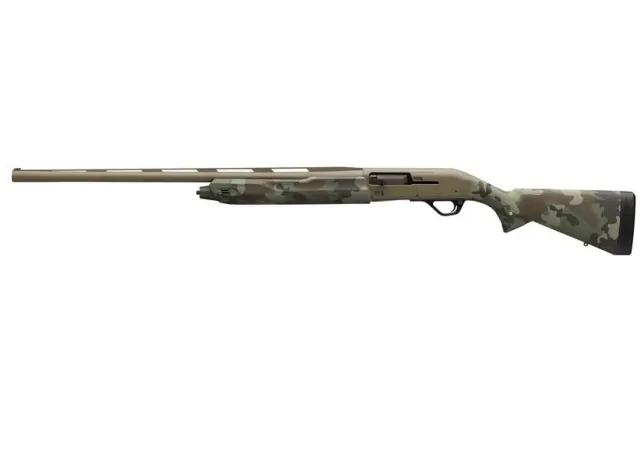 Winchester SX4 Hybrid Hunter 12GA Semi-Auto Shotgun, 3.5" Chamber, 26" FDE Cerakote Barrel, Woodland Camo Synthetic Stock, TruGlo Fiber Optic Sight, Left-Handed