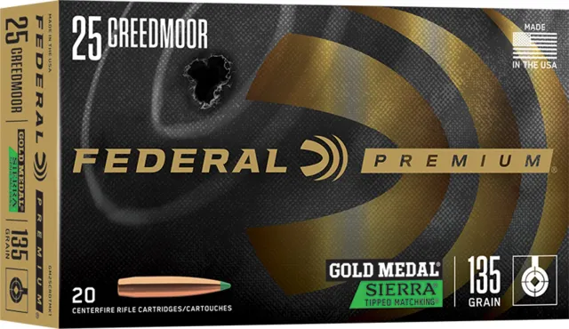 Federal Gold Medal 25 Creedmoor 135 Grain Sierra Tipped MatchKing 20 Round
