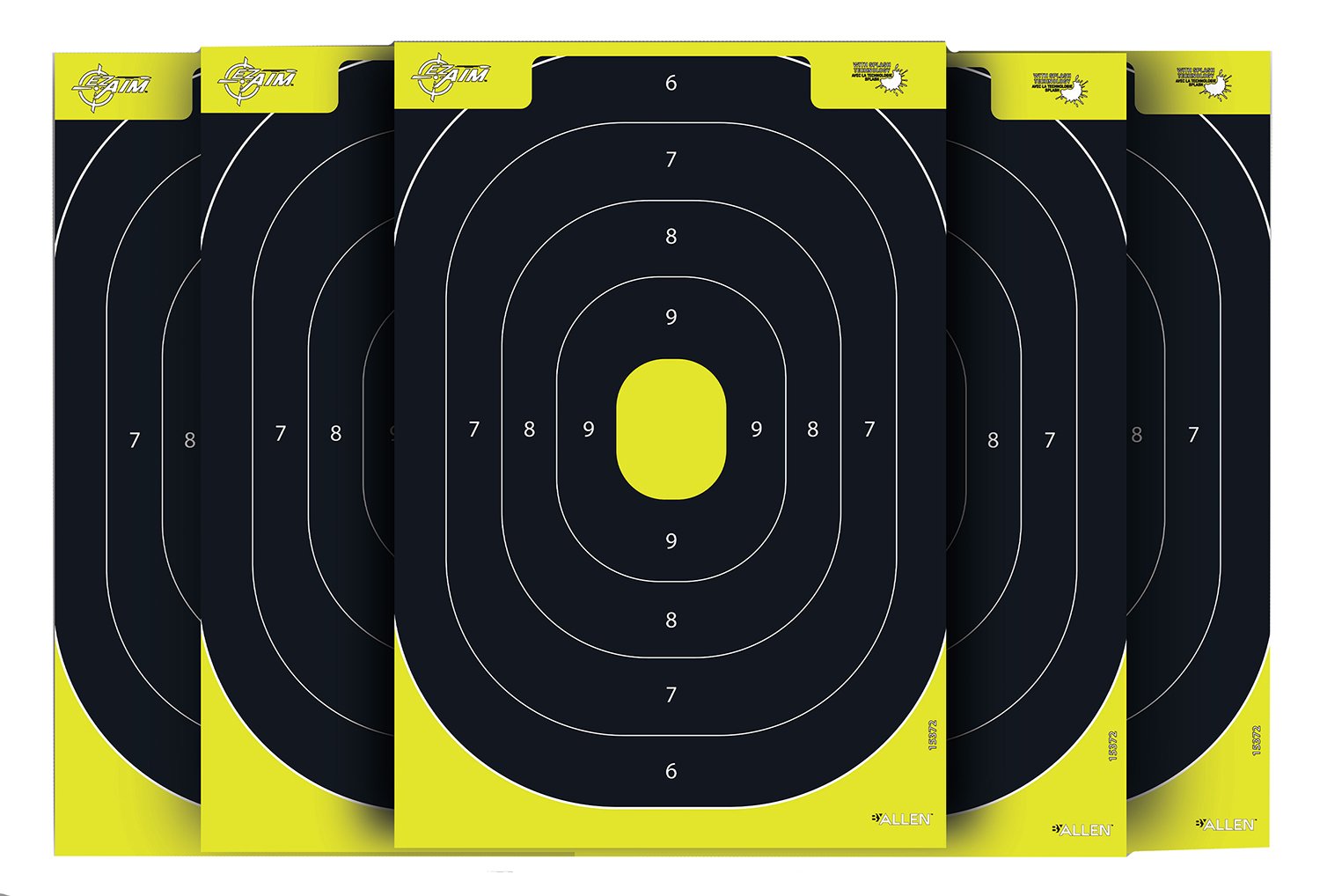 Allen EZ Aim Splash Reactive IPSC Silhouette Paper Targets 12.5x18.25" Chartreuse/Black 8 Pack - Allen Company