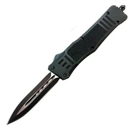 CobraTec MBCTK-1MDAGNS 3" Dagger SL/Plain Edge Black Handle D2 Steel OTF - CobraTec Knives