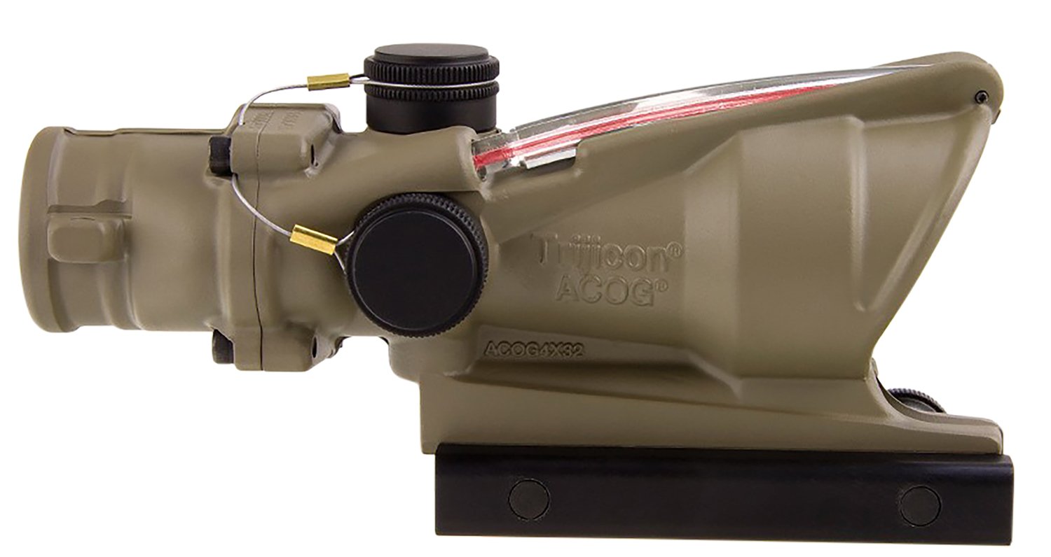 Trijicon ACOG 100310 4x32mm Illuminated Red Chevron Flat Dark Earth - Trijicon - 32MM for sale at Keys Gun Shop