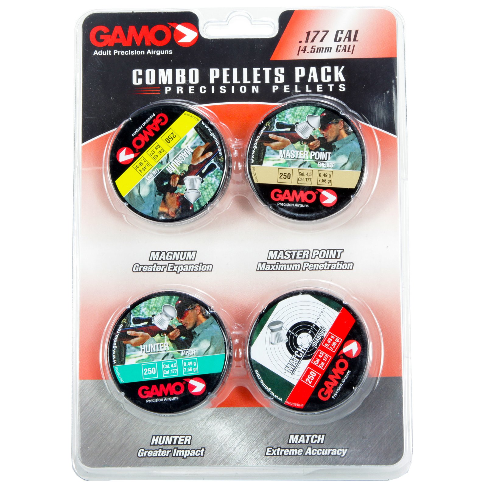 Buy Gamo 632092954 Combo Assort .177 Cal Match Hunter Mag & MP Pellets online