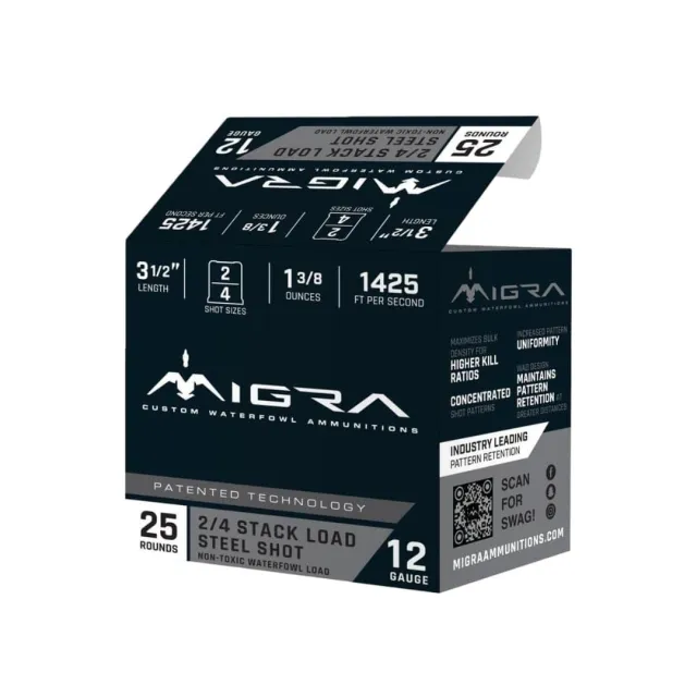 Buy Migra Staxd Steel 12GA 3.5in 1-5/8oz #2&4 Shot 1350fps 25 Rounds online
