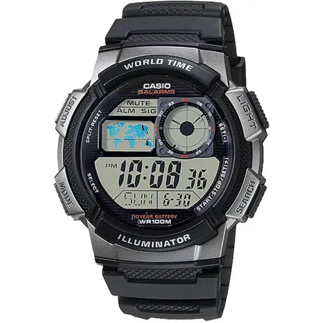 Casio Classic World Time Digital Watch 100M Water-Resistant