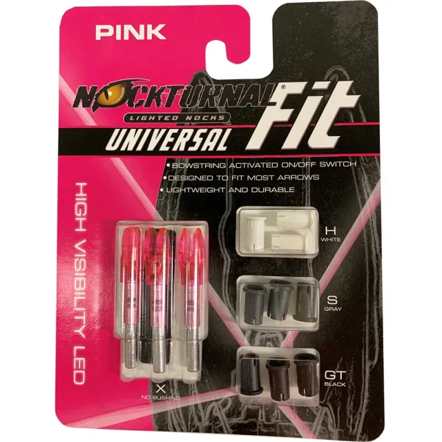 Nockturnal NT-312 Lighted Nocks Pink 3pk, Polycarbonate, Adapter Sleeves - Nockturnal