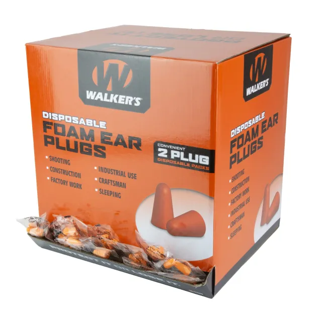 Walker's Ear Plug Orange Foam 1000 Individually Packaged Pairs - Walker's