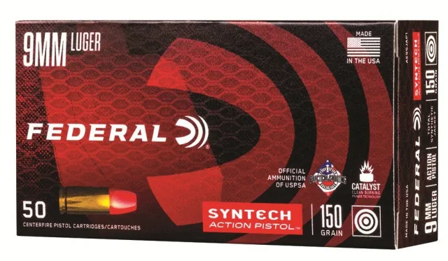 Federal AE9SJAP1 9mm Luger 150gr Total Synthetic Jacket 4in 50rd - Federal Premium Ammunition - 9mm Luger
