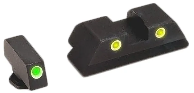 AmeriGlo GL121 Classic Tritium Sight Set for Glock Green White Outline - AMER
