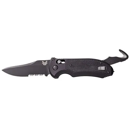 Benchmade Auto Triage Folding Knife - 9170SBK, ComboEdge, BK1 Coated Blade, Black Aluminum Handle