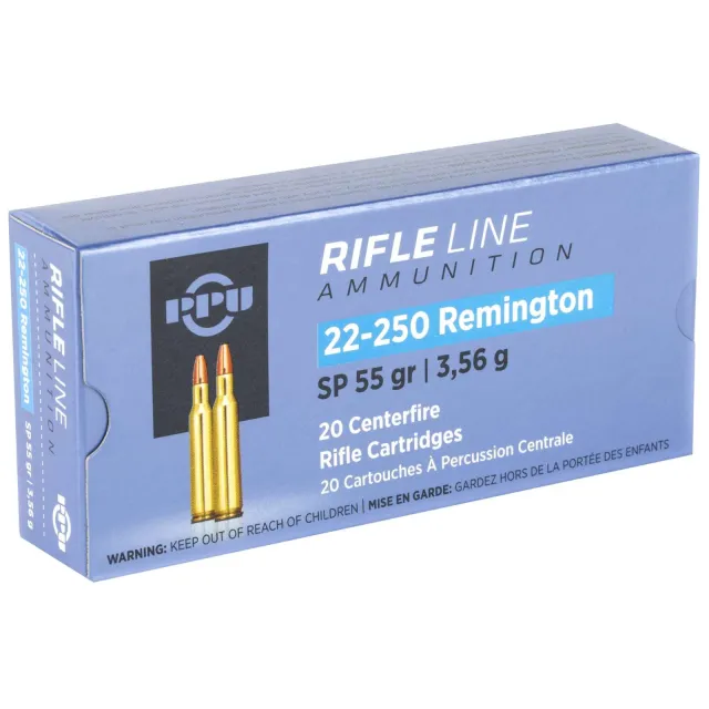 Buy PPU PP22250 Standard Rifle 22-250Rem 55gr Soft Point 20 Per Box/10 Case online