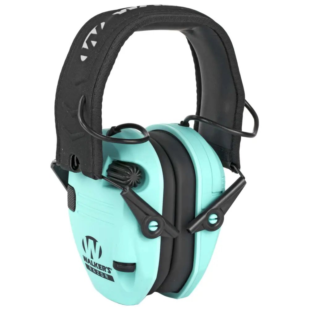 Walker's GWP-RSEM-LTL Razor Slim Electronic Muff NRR 23dB Light Teal - Walker's