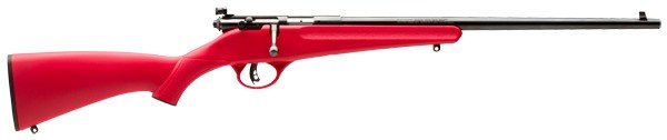 Buy Savage Arms 13795 Rascal 22 LR Bolt Action Rifle, 1rd Capacity, 16.12" Barrel, Satin Blued Finish, Red Synthetic Stock online