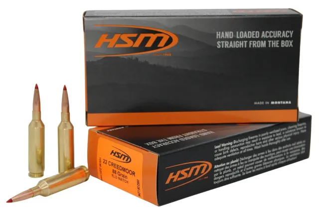 HSM 22 Creedmoor 224 88gr ELD-M Match Ammo 20 Rounds - HSM