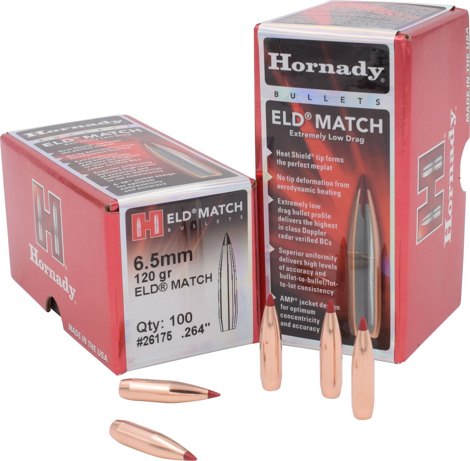 Hornady 26175 ELD Match 6.5mm .264 120 gr Extremely Low Drag-Match (ELD-M) - 100/Box 25/Case - Hornady - 264 Caliber
