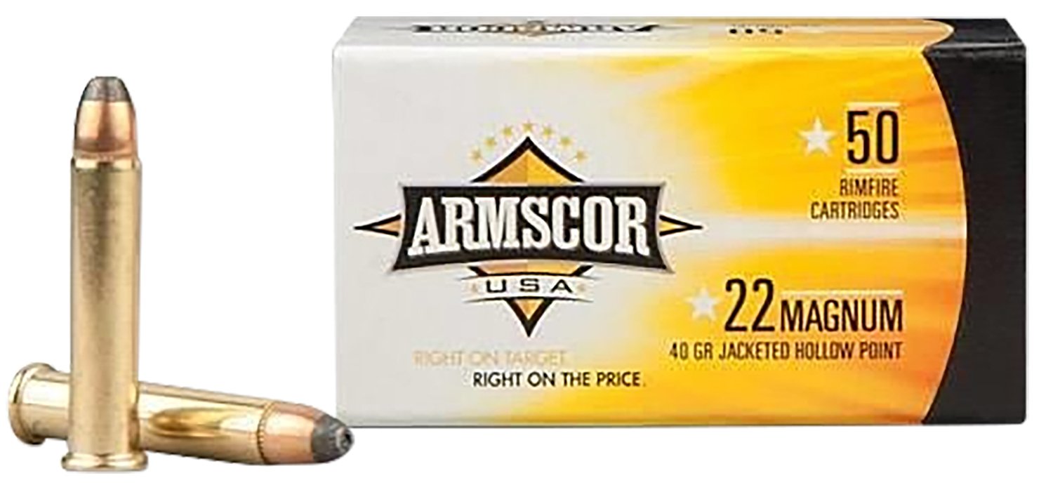 Armscor Rimfire Ammunition .22 WMR 40 Gr JHP 1838 - Rock Island Armory - 22 WMR