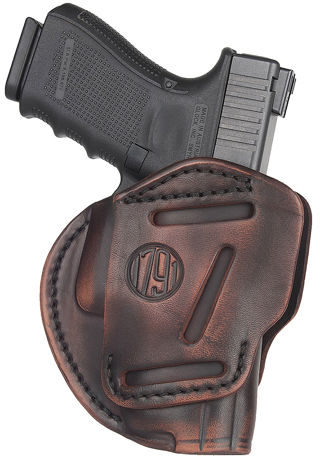 1791 Gunleather 3WH3VTGA 3-Way Leather Holster Ambidextrous Vintage Brown - 1791 Gunleather