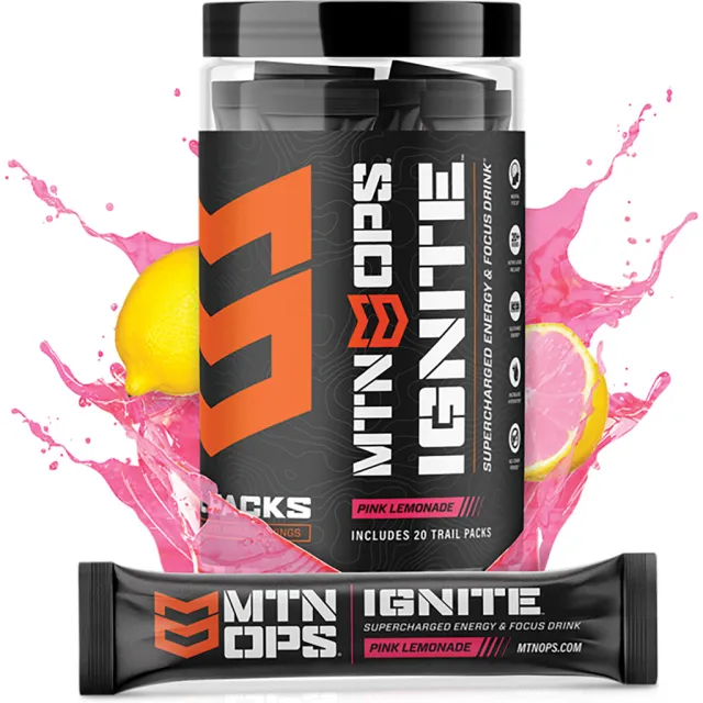 MTN OPS 1104400320 Ignite Pink Lemonade Trail Packs 20ct Energy Boost