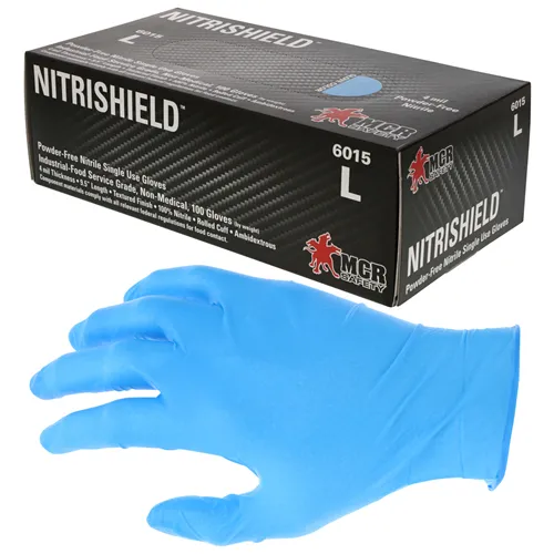 MCR Safety Powder-Free Nitrile Gloves 4 Mil Textured 6015L Large - MCR Safety for sale at Smoke Wagon Firearms