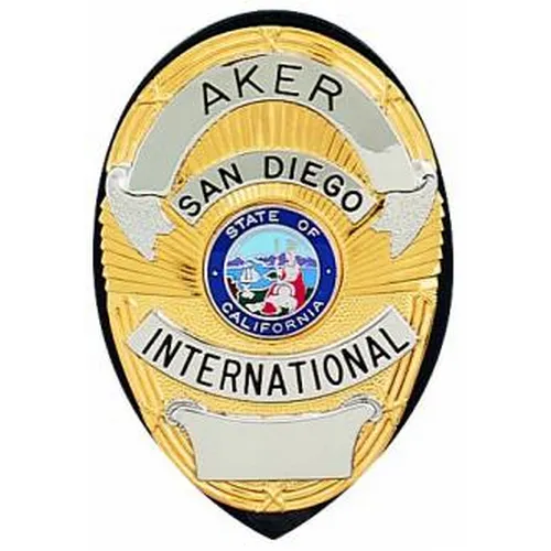 Aker Leather Shield Badge Holder Black Vertical Leather