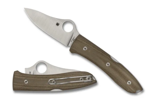 Spyderco C255CMP SpyOpera 2.67" M390 Brown Canvas Micarta Knife - Spyderco