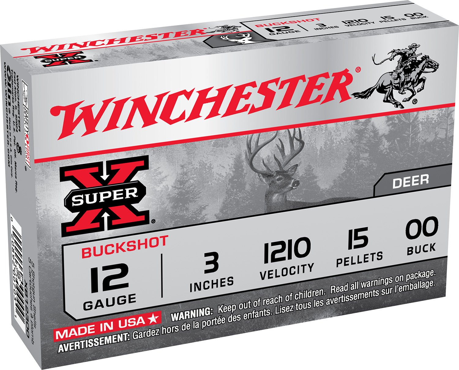 Winchester Super X XB12300VP 12 Gauge 3 in 15 Pellets 00 Buck Shot - Winchester - 12GA
