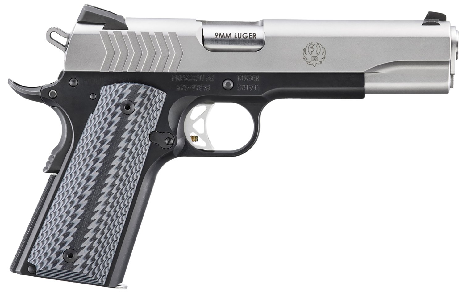 Ruger 6794 SR1911 9MM 5" 2-Tone Stainless Slide Black Frame G10 Grips