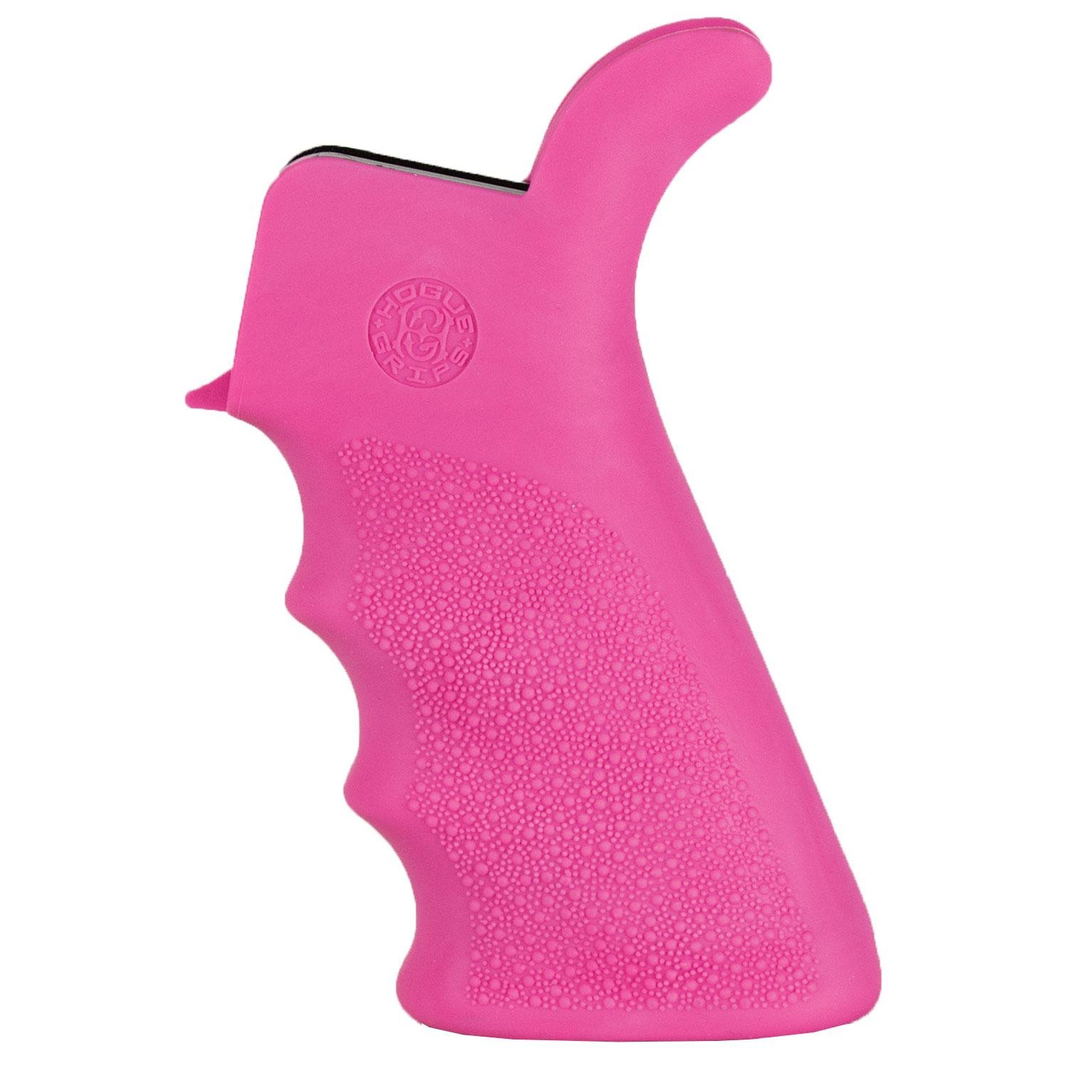 Hogue 15027 AR-15/M-16 Rubber Beavertail Grip with Finger Grooves Pink - Hogue