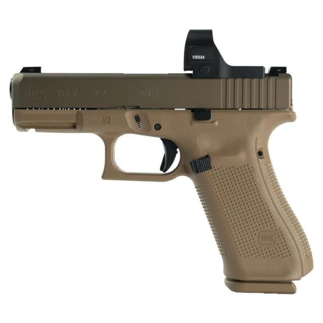 Glock V-Series Model 19 Handgun 9mm Luger 15rd Magazines (3) 4.02 Barrel FDE Viridian RFX35 Green Dot US Made - Glock Inc. - 9mm